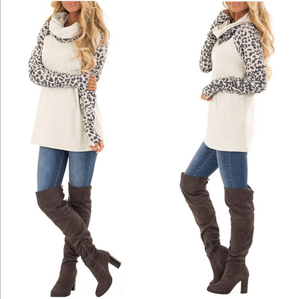 🎀CAMI Womens Cowl Neck Leopard Print Top🎀